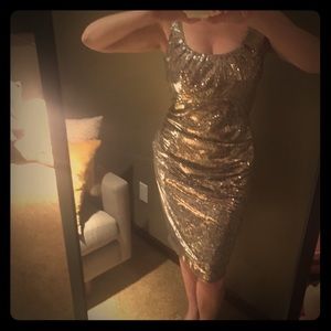Designer silver sequin cocktail dress